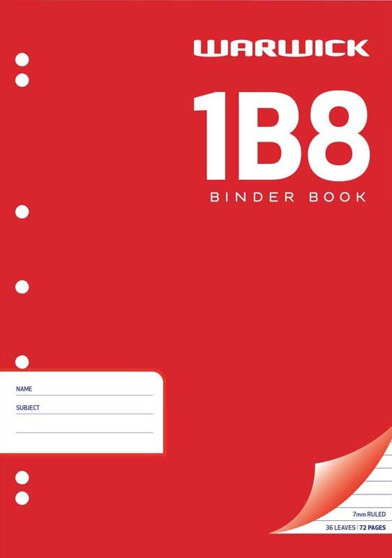 1B8 BINDER EXERCISE BOOK - 7MM RULED