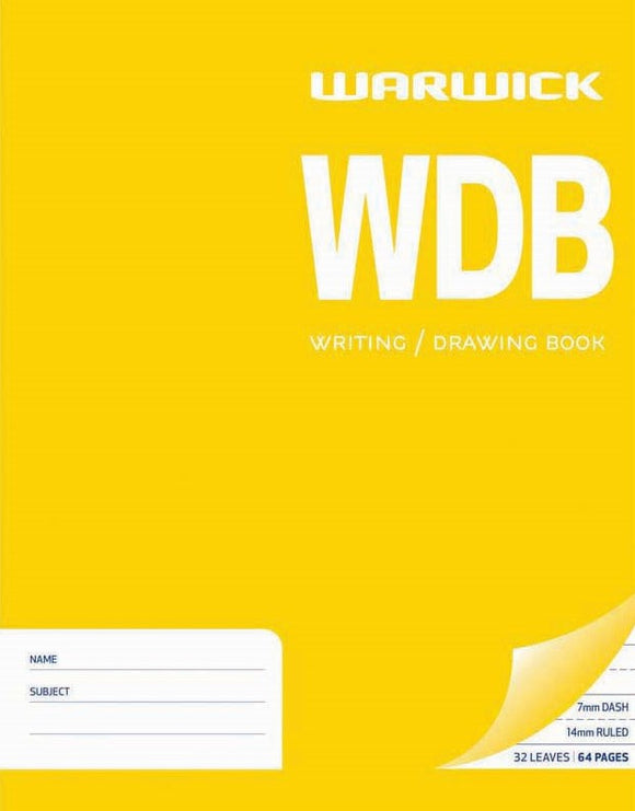 WDB WRITING & DRAWING BOOK  - BLANK/14MM RULED/7MM DASH