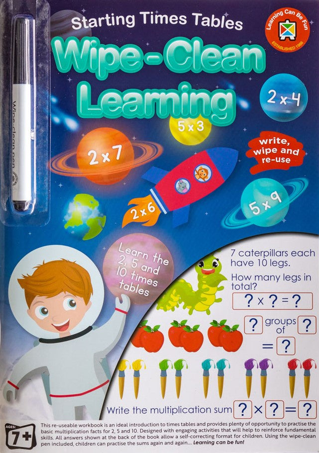 LCBF STARTING TIMES TABLES WIPE-CLEAN LEARNING BOOK WITH MARKER