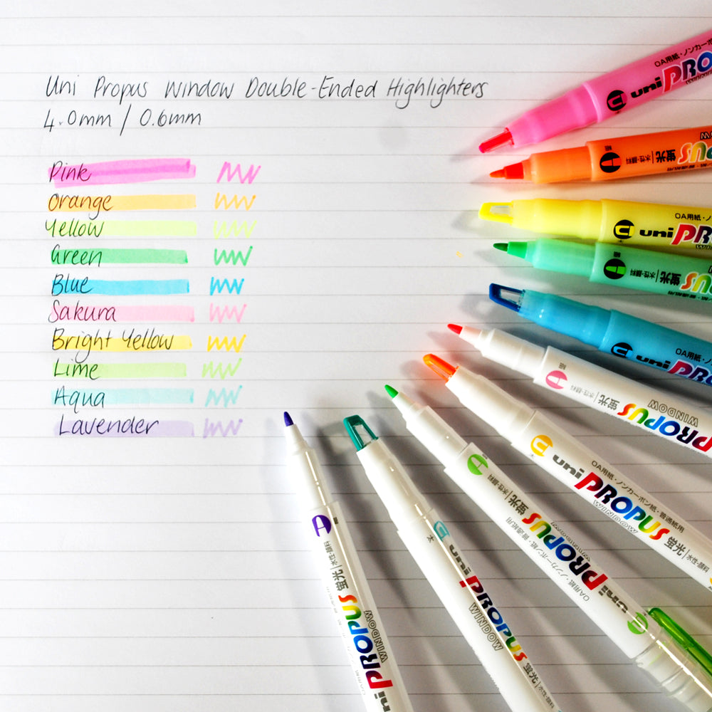 UNI PROPUS SOFT LIME DOUBLE-ENDED HIGHLIGHTER