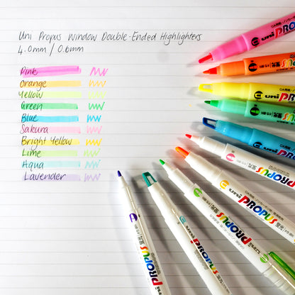 UNI PROPUS SOFT LIME DOUBLE-ENDED HIGHLIGHTER