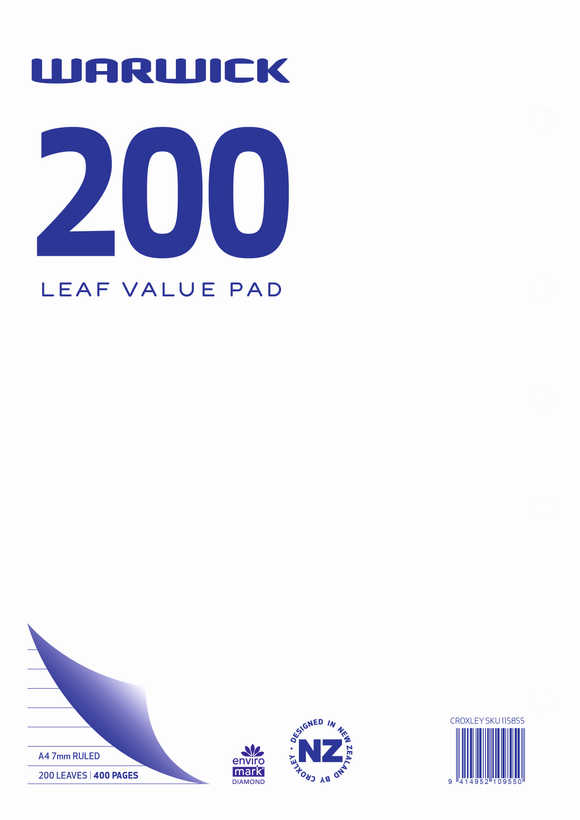 200 LEAF VALUE PAD - 7MM RULED