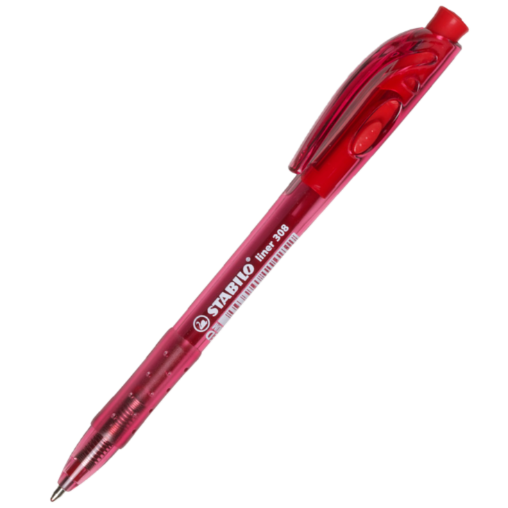 STABILO 308 MEDIUM RED BALLPOINT PEN