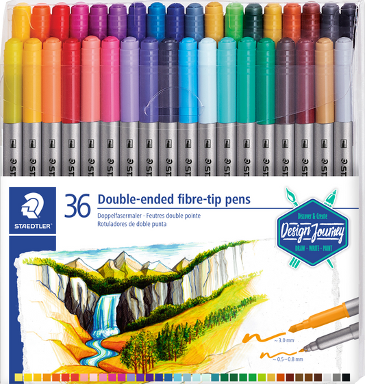 DESIGN JOURNEY DOUBLE-ENDED FIBRE TIP PENS 36 PACK