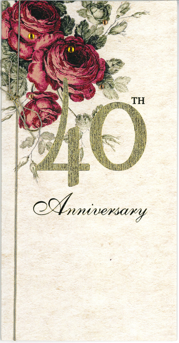 ANNIVERSARY CARD 40TH FLOWERS