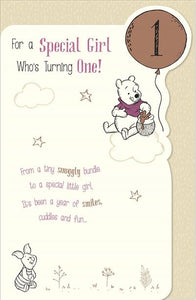 BIRTHDAY CARD 1ST SPECIAL GIRL WINNIE THE POOH