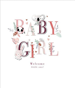 NEW BABY CARD GIRL CUTE ANIMALS