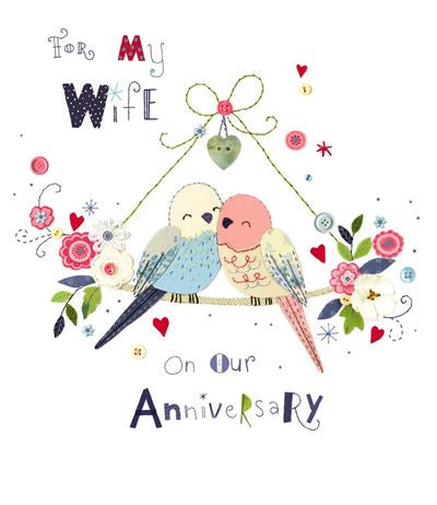 ANNIVERSARY CARD WIFE LOVE BIRDS
