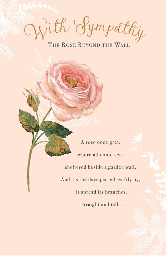 SYMPATHY CARD ROSE BEYOND THE WALL