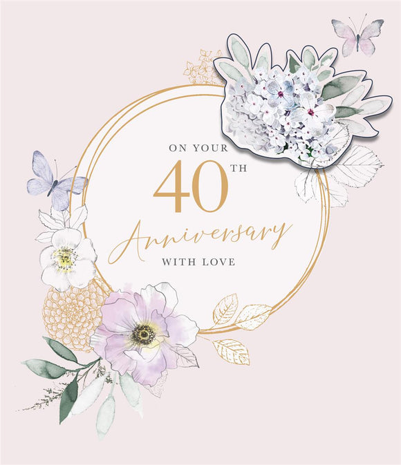 ANNIVERSARY CARD RUBY ON YOUR 40TH ANNIVERSARY WITH LOVE