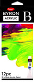 BYRON ACRYLIC PAINTS 12ML SET OF 12 COLOURS