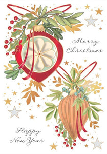 CHRISTMAS CARD ORNAMENTS WITH GREENERY
