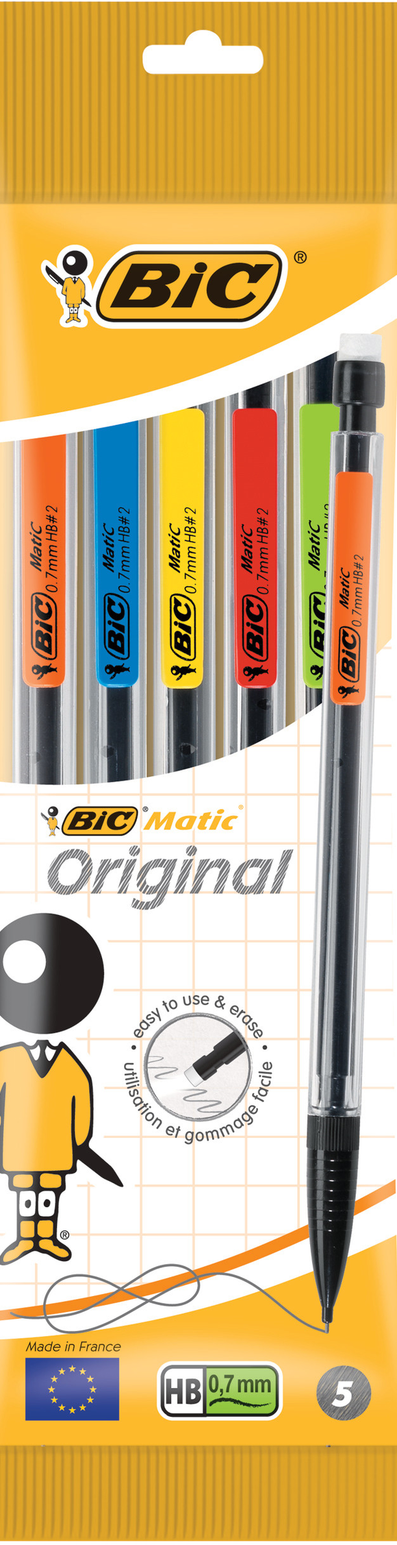 BICMATIC ORIGINAL 0.7MM MECHANICAL PENCIL PACK 5 HB