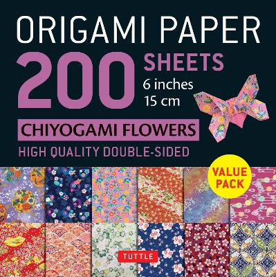 200 SHEETS ORIGAMI PAPER CHIYOGAMI FLOWERS 15CM