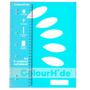 COLOURHIDE 5-SUBJECT A4 NOTEBOOK - SKY BLUE