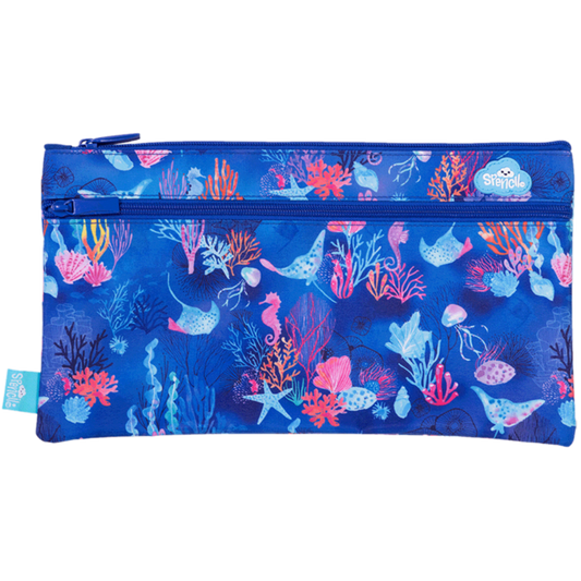 CORAL GARDEN LARGE TWIN ZIP PENCIL CASE