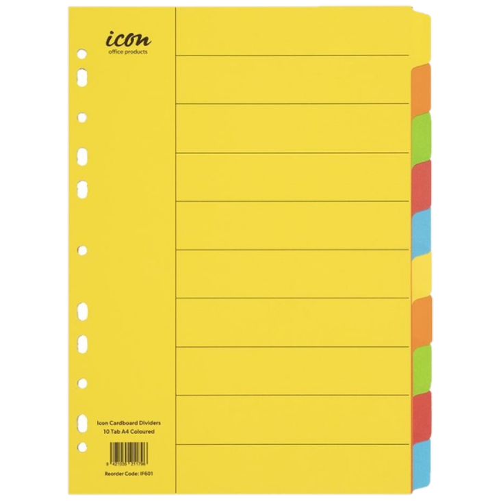 ICON 10-TAB CARDBOARD DIVIDERS