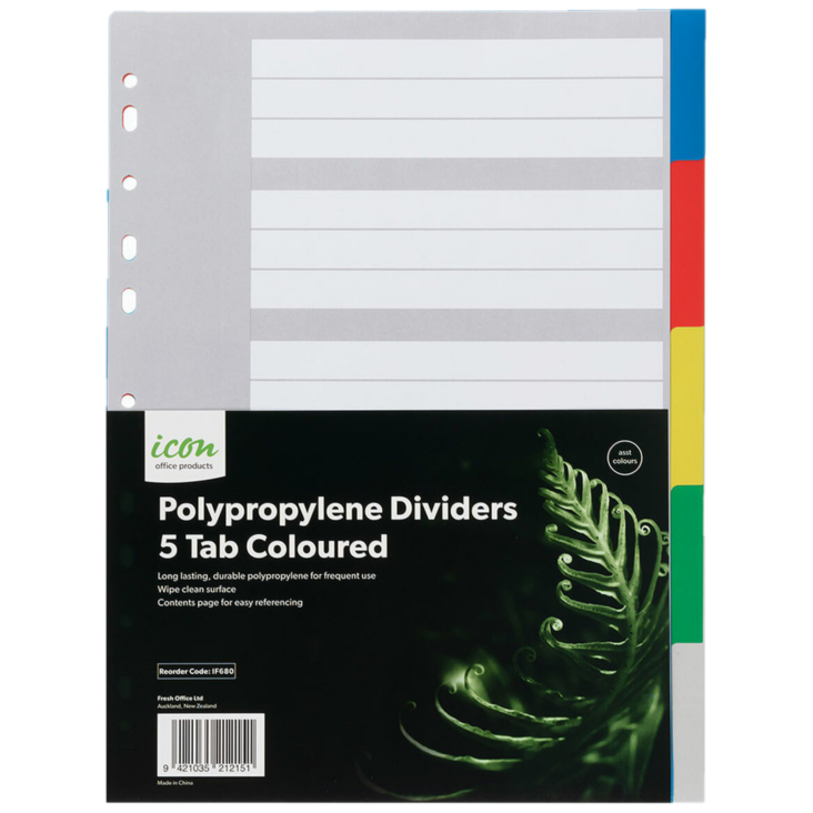 ICON 5-TAB POLYPROP DIVIDERS
