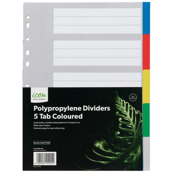 ICON 5-TAB POLYPROP DIVIDERS