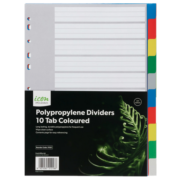 ICON 10-TAB POLYPROP DIVIDERS