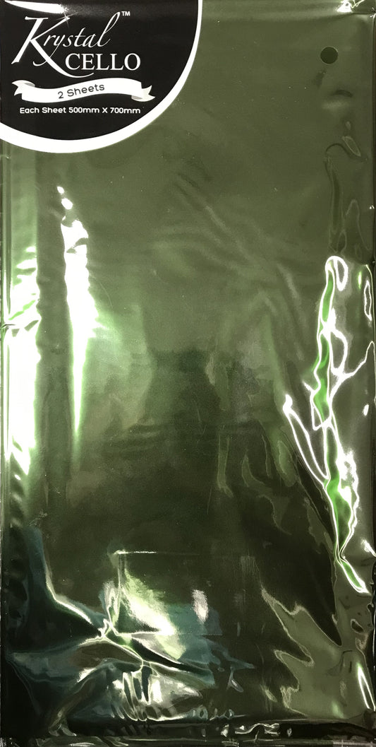 CELLOPHANE PACK GREEN 2 SHEETS 500MM X 700MM