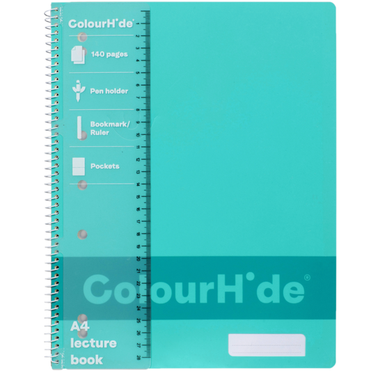 COLOURHIDE A4 140 PAGE LECTURE BOOK - AQUA
