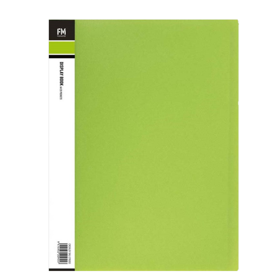 FM VIVID LIME GREEN A4 20 POCKET DISPLAY BOOK