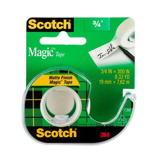 SCOTCH MAGIC TAPE ON DISPENSER 19MMX7.62M