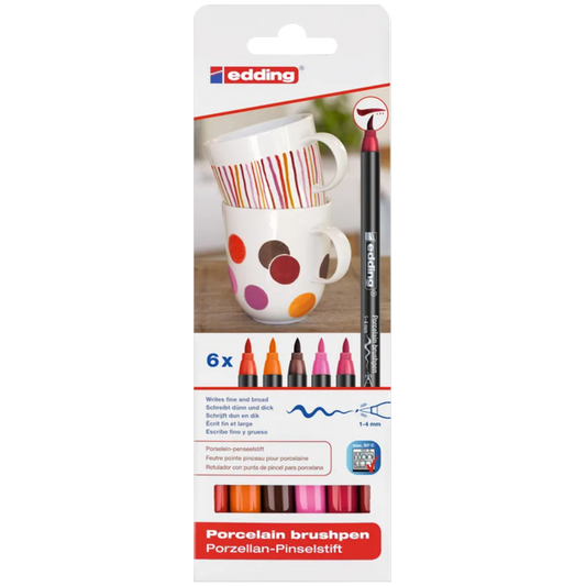 PORCELAIN BRUSH PEN SET - 6 WARM COLOURS