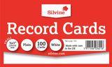 SILVINE RECORD CARDS 5"X3" PLAIN WHITE
