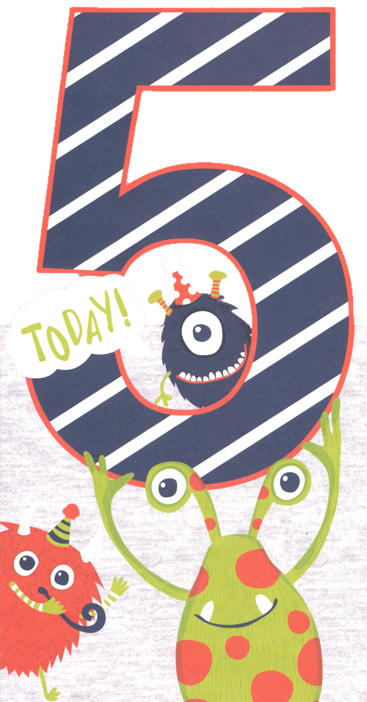 BIRTHDAY CARD 5TH HAPPY MONSTERS