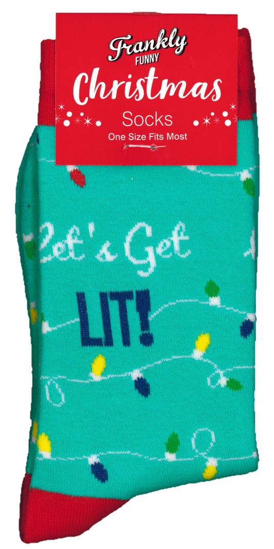 LET'S GET LIT FRANKLY FUNNY CHRISTMAS SOCKS