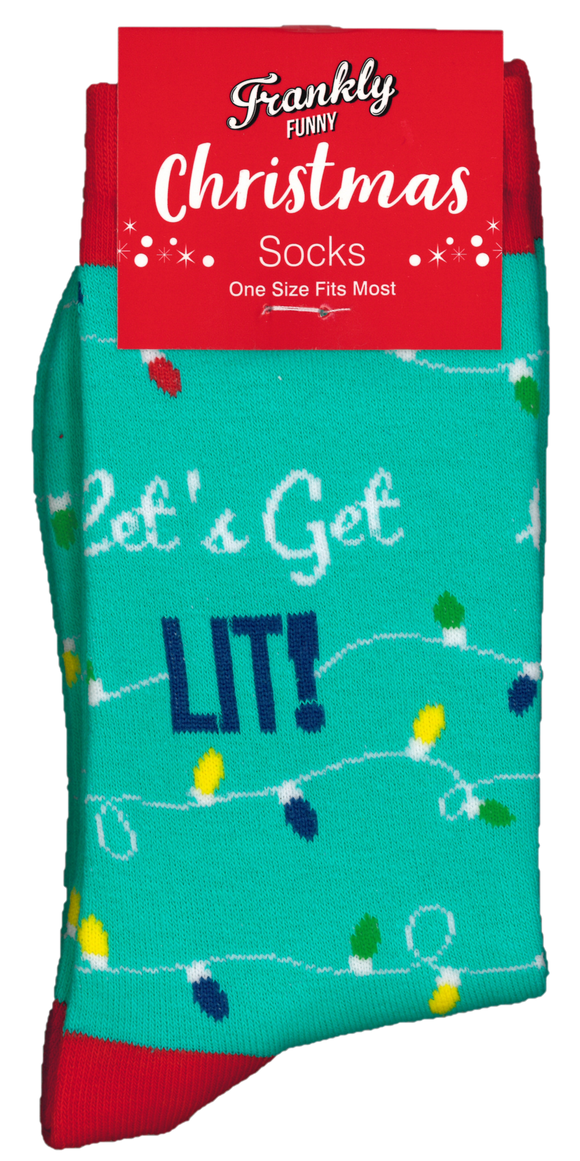 LET'S GET LIT FRANKLY FUNNY CHRISTMAS SOCKS
