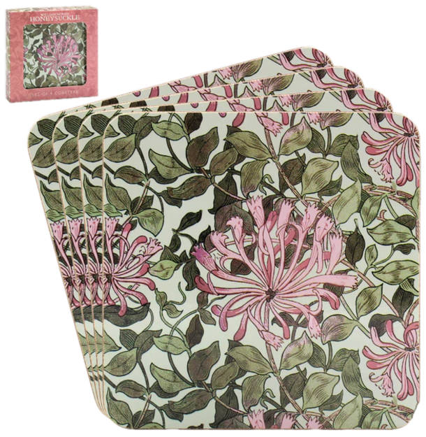 WILLIAM MORRIS HONEYSUCKLE 4 SET COASTERS