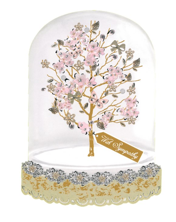 SYMPATHY CARD BUTTERFLY TREE UNDER GLASS
