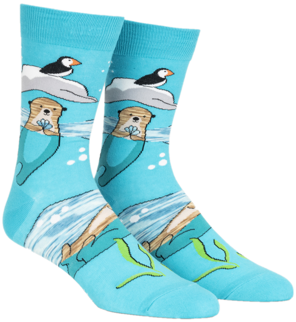PLAYS WELL WITH OTTERS MENS CREW SOCKS