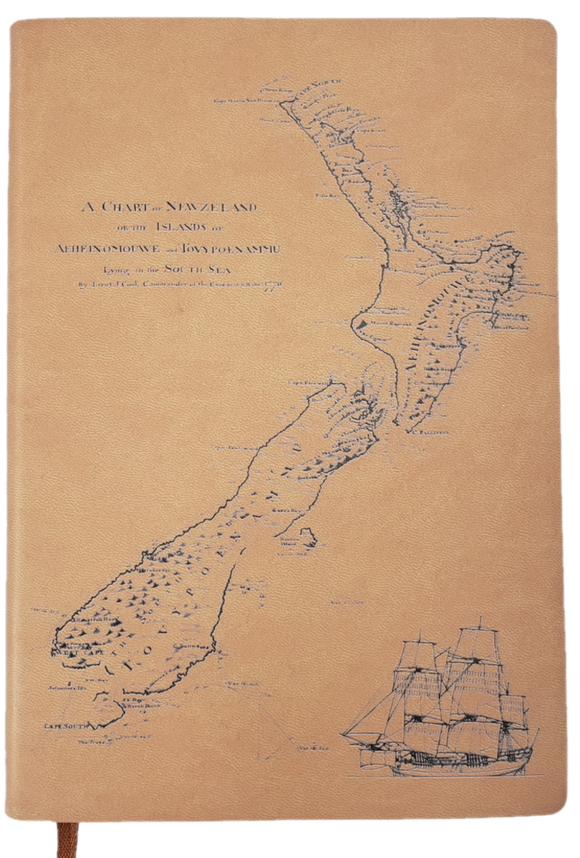 A5 NOTEBOOK NEW ZEALAND MAP BROWN