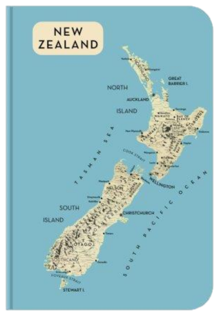 A6 NOTEBOOK NZ MAP BLUE