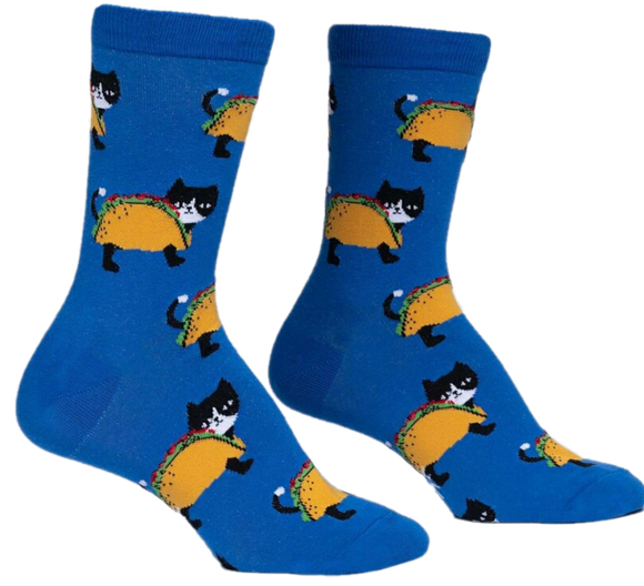LET'S TACO 'BOUT CATS WOMENS CREW SOCKS
