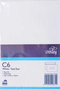 CROXLEY C6 WHITE SEAL-EASI ENVELOPES PACK 20
