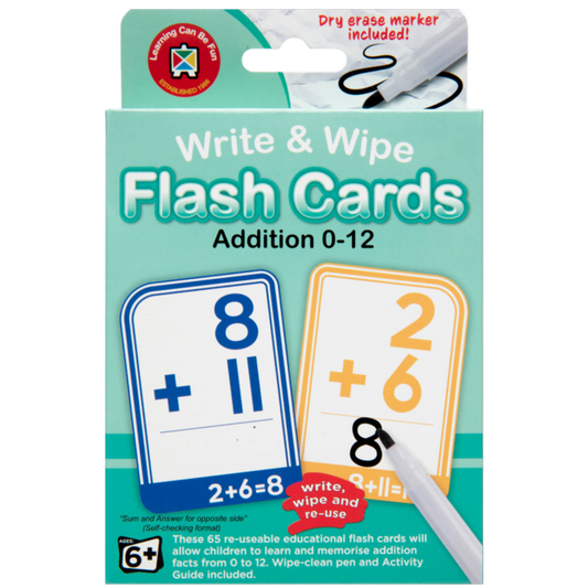 WRITE & WIPE ADDITION FLASHCARDS WITH MARKER