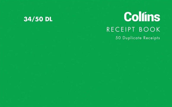 34/50DL 50 DUPLICATE RECEIPT BOOK - NO CARBON REQUIRED