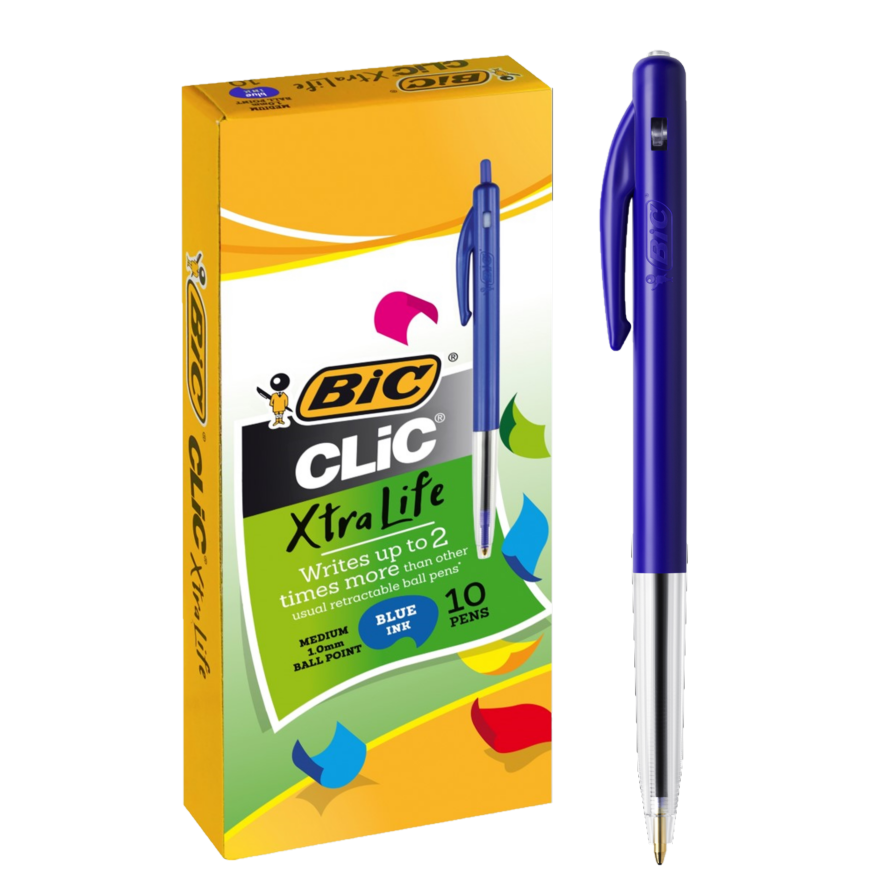 BIC CLIC MEDIUM BLUE BALLPOINT BOX 10