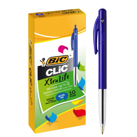 BIC CLIC MEDIUM BLUE BALLPOINT BOX 10