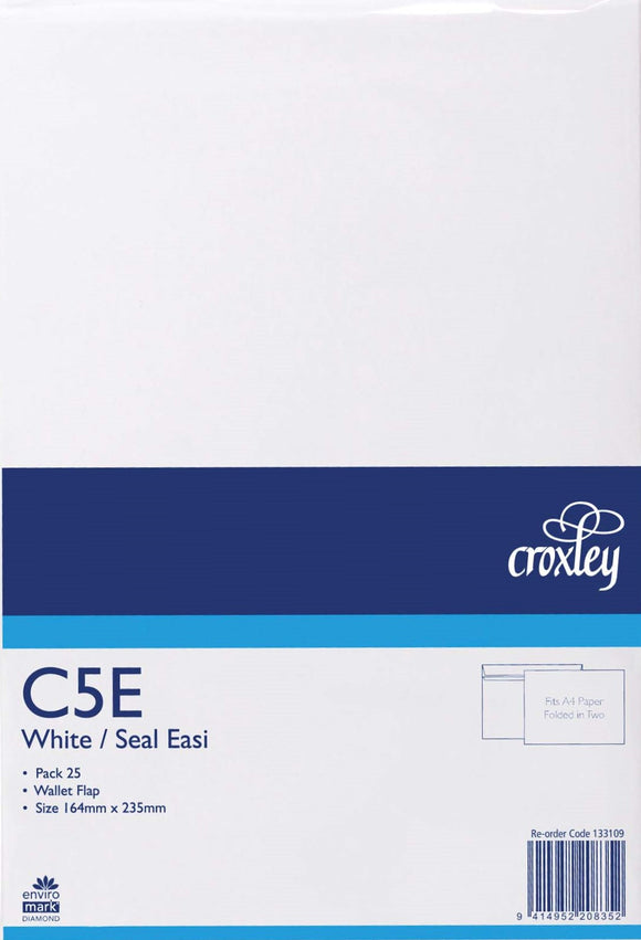 CROXLEY C5E WHITE SEAL-EASI ENVELOPES PACK 25