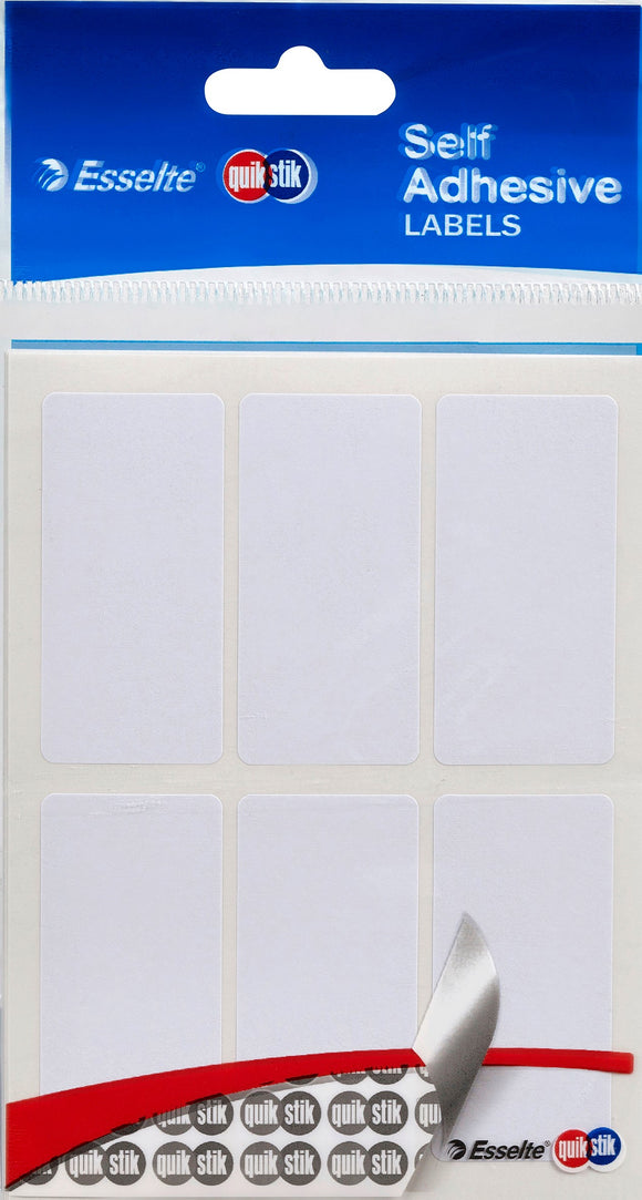 WHITE RECTANGLE LABELS 24X49MM PACK 36