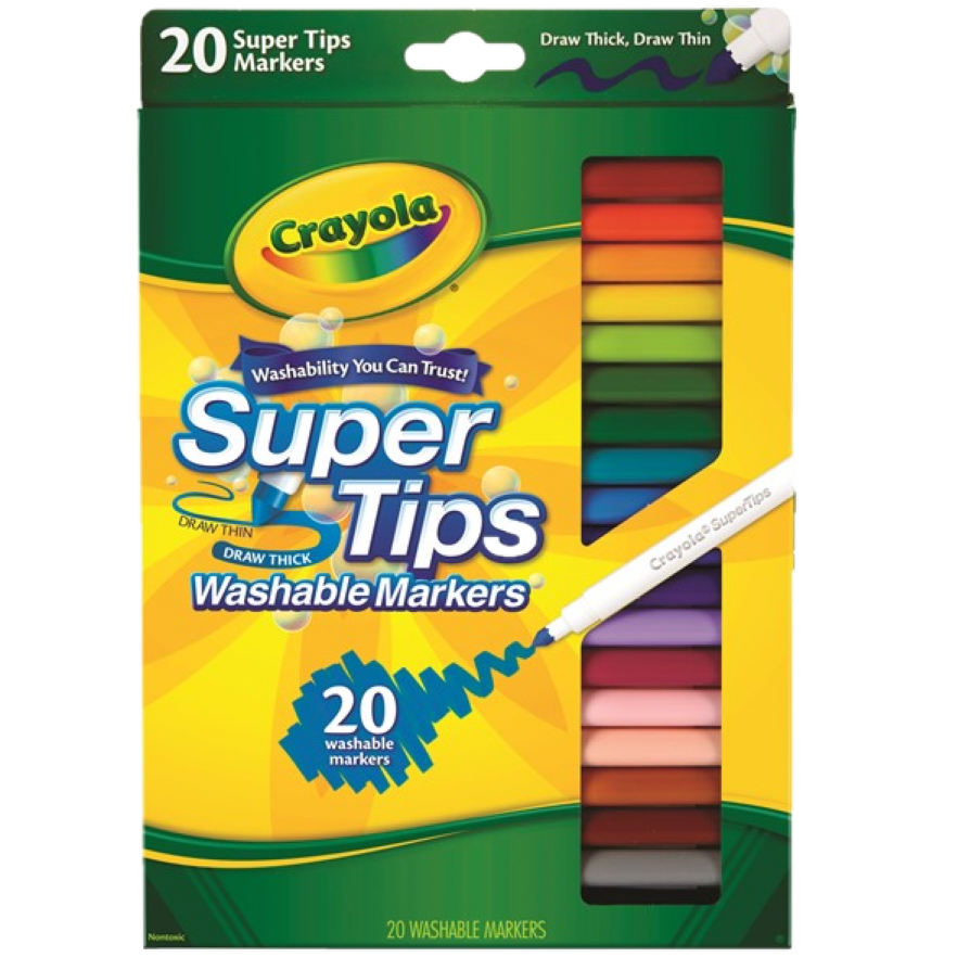 CRAYOLA SUPER TIP WASHABLE MARKERS 20 PACK