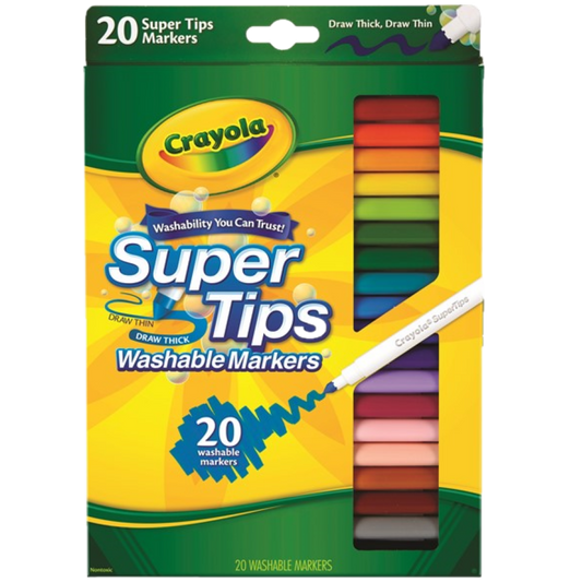 CRAYOLA SUPER TIP WASHABLE MARKERS 20 PACK