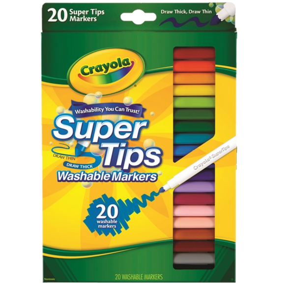 CRAYOLA SUPER TIP WASHABLE MARKERS 20 PACK