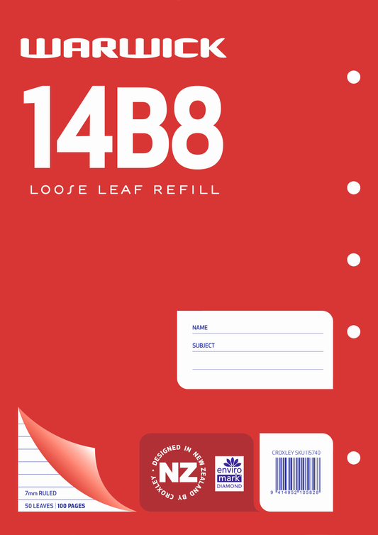 14B8 LOOSE LEAF REFILL PAD - 7MM RULED
